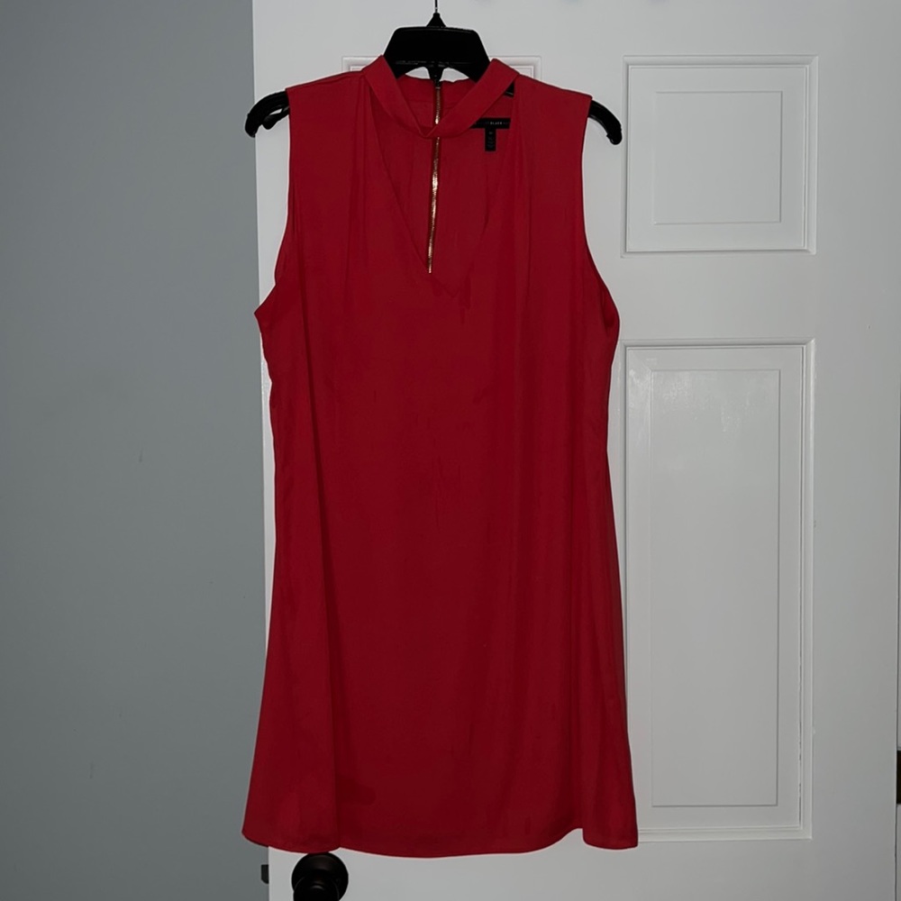 Mock choker red dress